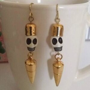 Grinning Skull Drop Earrings
